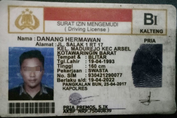 SIM B1 palsu milik pelaku yang berhasil diamankan petugas.