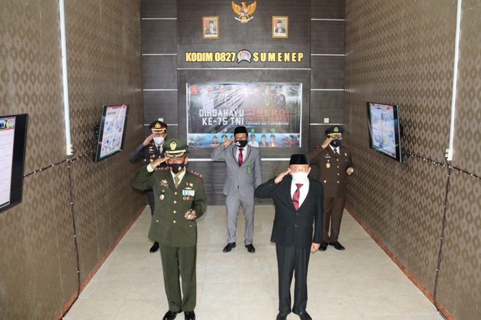 Kondisi Pandemi, Kodim 0827 Sumenep Gelar Upacara HUT TNI ke-75 Virtual