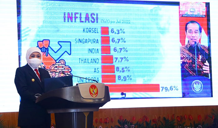Gubernur Jawa Timur, Khofifah Indar Parawansa, saat membuka Pelatihan Kepemimpinan Nasional Tingkat II Angkatan XXIV 2022.