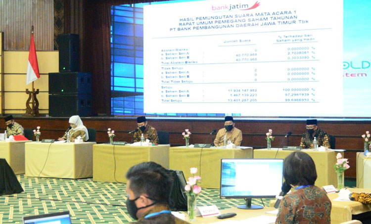RUPS Bank Jatim diselenggarakan dalam format mengikuti protokol kesehatan dan dapat diikuti melalui video conference.