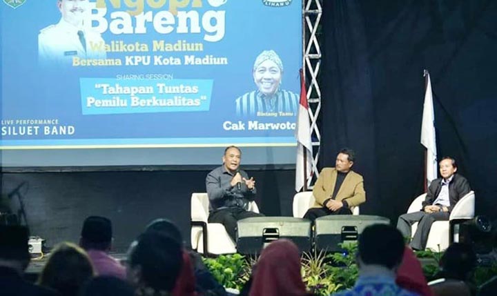 Evaluasi Pelaksanaan Pemilu, KPU Madiun Gelar Ngopi Bareng Wali Kota