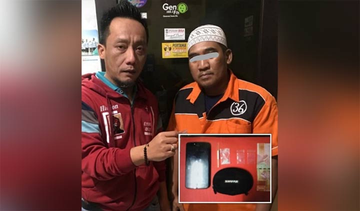 Tersangka diamankan di Mapolres Tanjung Perak. Inset, barang bukti yang diamankan.