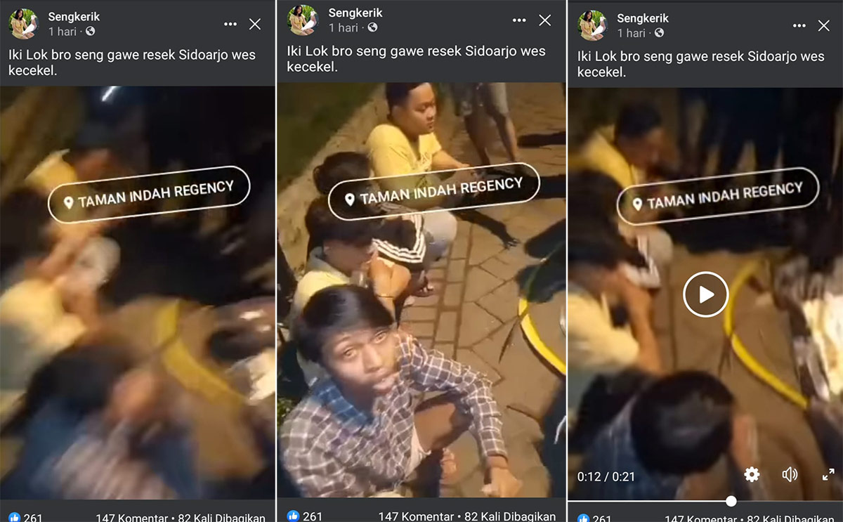 Viral, Video Diduga Anggota Gengster yang Kerap Meresahkan Tertangkap Warga Sidoarjo