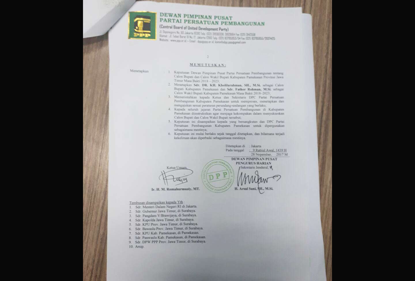 Pilbup Pamekasan: Rekom PPP Jatuh ke Pasangan Kholifah