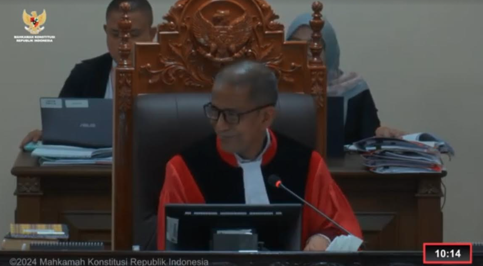 Tangkap layar Sidang PHPU Pileg 2024 yang dipimpin Hakim Konstitusi (MK) Prof. Dr. Saldi Isra, S.H., M.P.A