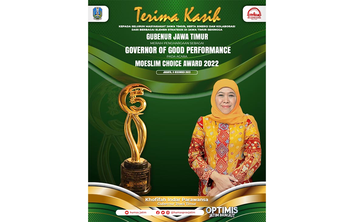 Berkat Penerapan CETTAR, Gubernur Khofifah Terima Penghargaan Governor of Good Performance