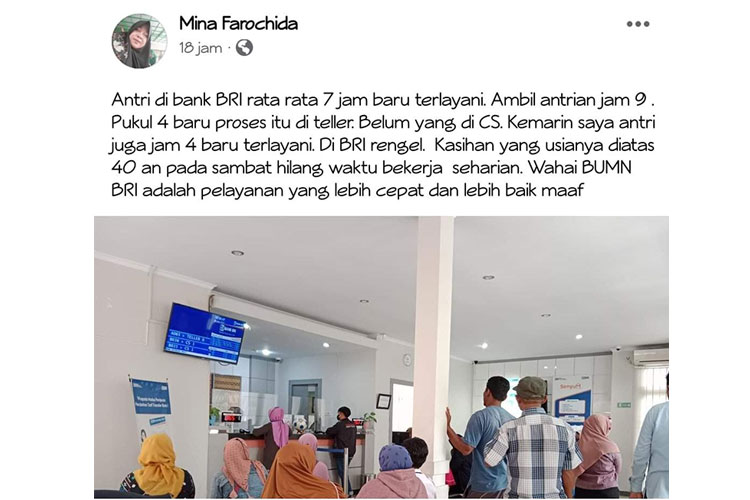 Tangkapan layar postingan Mina Farochida di grup Facebook Jaringan Informasi Tuban (JITU), Kamis (22/9/2022).