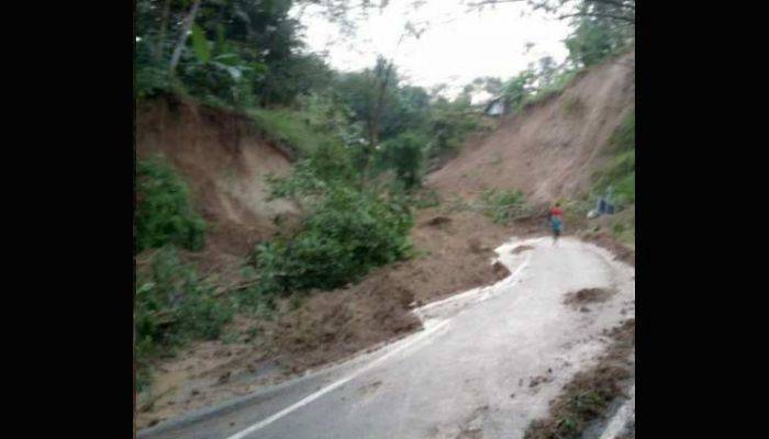Kondisi jalan menuju pantai Prigi yang tertutup longsor dan belum dibersihkan. foto: ilustrasi