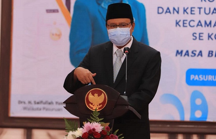 Wali Kota Pasuruan, Saifullah Yusuf saat pelantikan PKK.