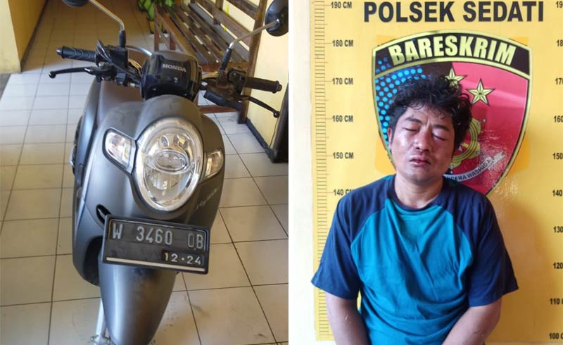 Motor yang hendak dicuri dan pelaku diamankan di Mapolsek Sedati.