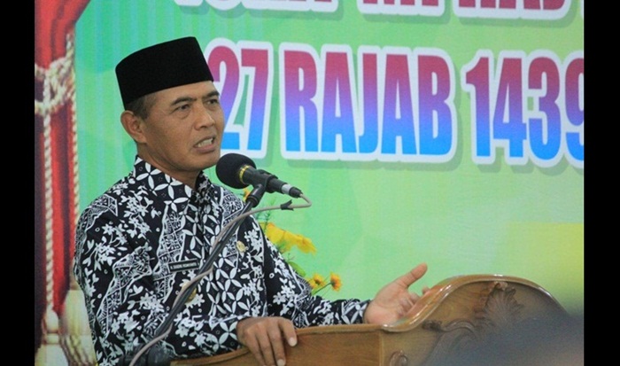 Wali Kota Madiun Sugeng Rismiyanto saat peringatan Isra Miraj di Masjid Baitul Hakim, Selasa (24/4).