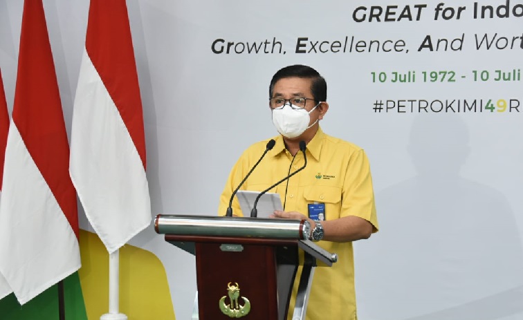 Dirut PG Dwi Satriyo Annurogo saat memberikan sambutan dalam peringatan HUT ke-49. foto ist.