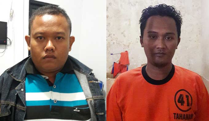Dua debt collector yang dibekuk polisi. foto: Humas Polres Jombang for BANGSAONLINE